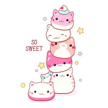 Stack of traditional Chinese animal-shaped mantou buns. Cute cat-shaped des.. Illustrazione stock