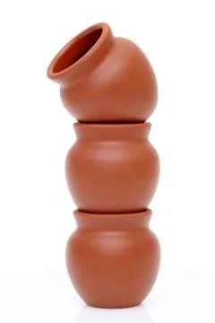 Stack of traditional clay pots Stock Photos