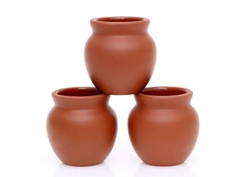 Stack of traditional clay pots Stock Photos