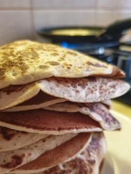 Stack of traditional russian pancakes blini Stock Photos