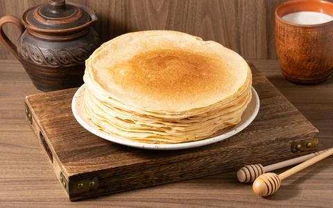 Stack of traditional russian pancakes Stock Photos