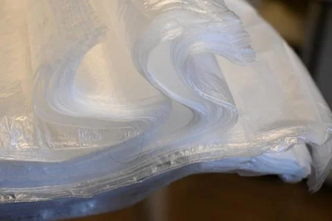 Stack of translucent plastic bags in close-up Stock Photos