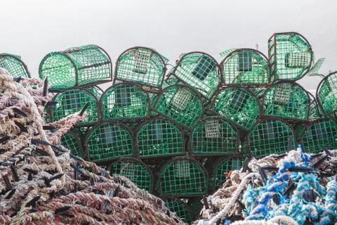 Stack of traps for catching fish and shellfish. 写真素材