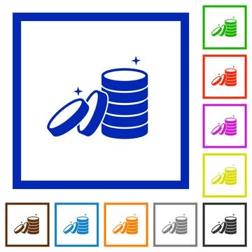 Stack of treasure flat framed icons Stock Illustration