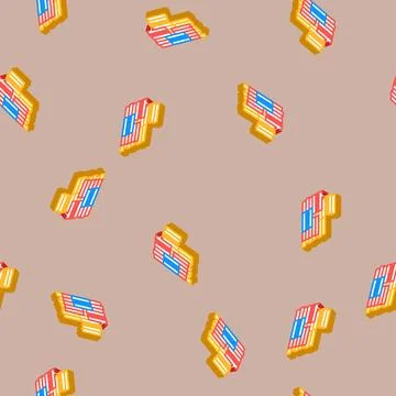 Stack treasure golden isometric icon seamless pattern Stock Illustration