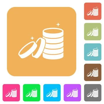 Stack of treasure rounded square flat icons Stock Illustration