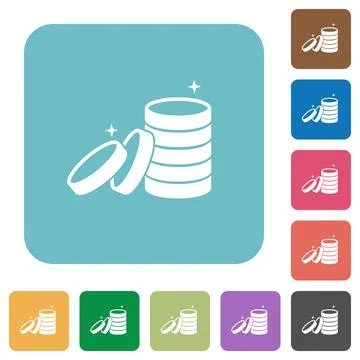 Stack of treasure rounded square flat icons Stock Illustration