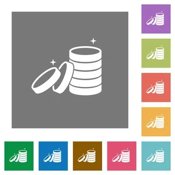 Stack of treasure square flat icons Stock Illustration
