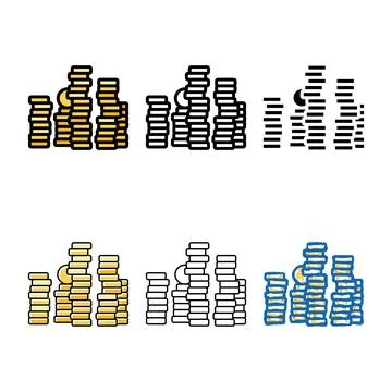 Stack treasure variations golden color icon vector Stock Illustration