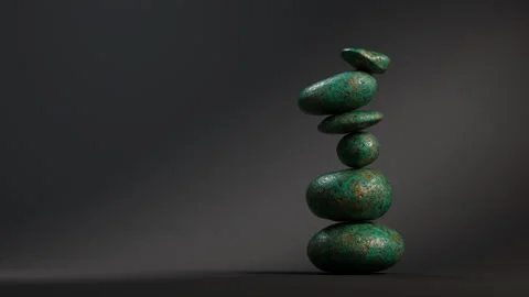 Stack of turquoise balancing stones wobbling. Stock Footage 327911027