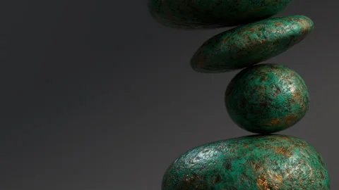 Stack of turquoise stones balancing precariously. Video stock 327911047