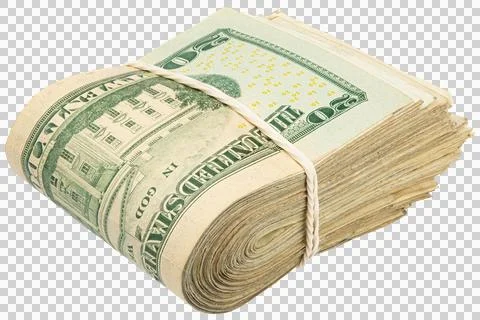 Stack of twenty American bills. Cash wad roll. Stock Photos