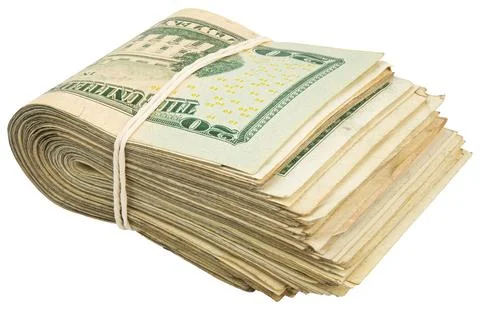 Stack of twenty American bills. Cash wad roll Stock Photos