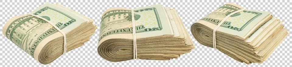 Stack of twenty American bills. Cash wad roll. Stock Photos