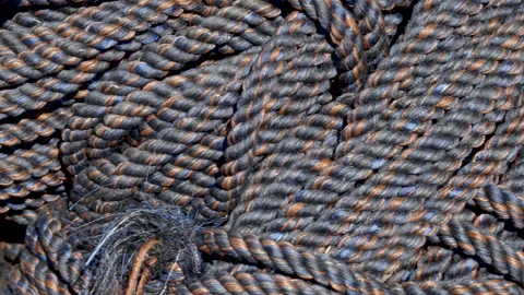 Stack of twisted chain rope for sale,outside Stock Footage 201521940