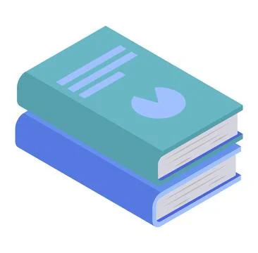 Stack of two books, blue and green cover, isometric design. Educational concept Stock Illustration