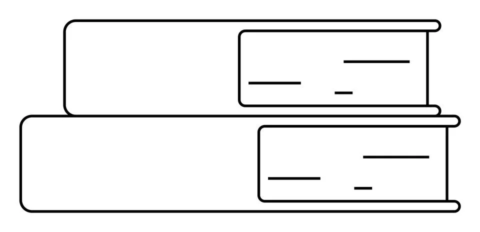 Stack of Two Books with Simple Outline in Black and White イラスト素材