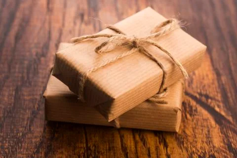 Stack of two holiday gifts Stock Photos