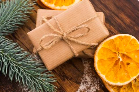 Stack of two holiday gifts Stock Photos