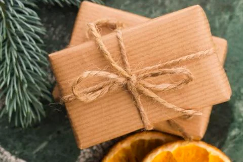 Stack of two holiday gifts Stock Photos