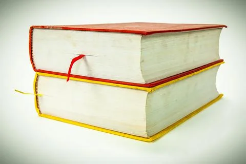 Stack of two old books isolated on white, Object backgrounds イラスト素材