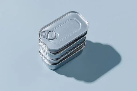 Stack of unopened cans of canned food Stock Photos