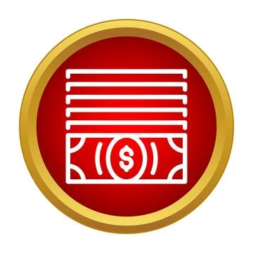 Stack of us dollar banknotes icon on red background Stock Illustration