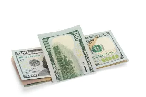 Stack of US-Dollar Banknotes, isolated on white Stock Photos