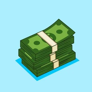 Stack of US Dollar Vector Illustration Cartoon Design Illustrazione stock