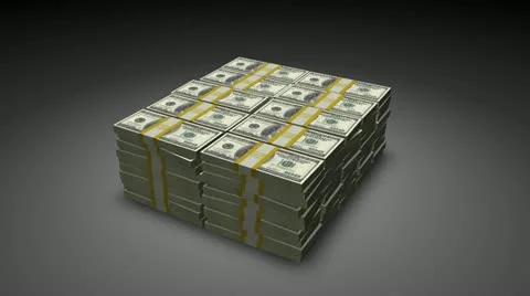 Stack of US hundred dollar bills - seamless loop, alpha channel included Video stock 12379165