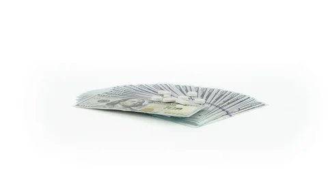 Stack of USD Dollar Money with Pills on White Background Stock Footage 76523248
