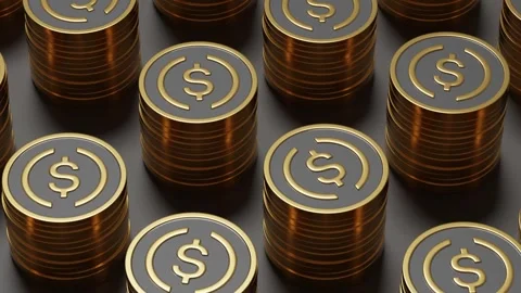 Stack of USDC coins. Looped video. 3d animation. Stock Footage 330090290