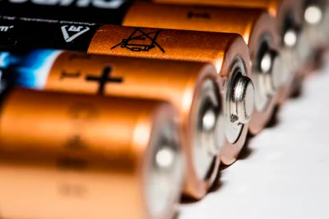 Stack of used batteries Stock Photos