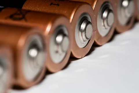 Stack of used batteries Stock Photos