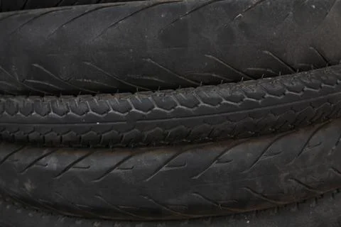 Stack used bicycle tires Stock Photos