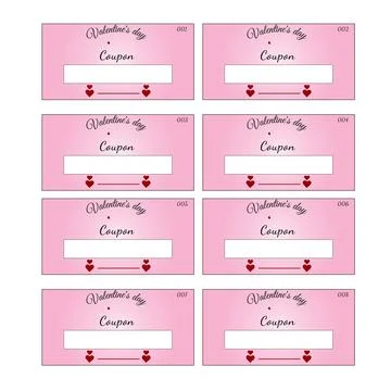 Stack of Valentine's Day-themed coupons decorated with an array of cheerful, vib Stock Illustration