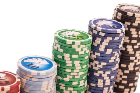 Stack of various poker chips Foto stock