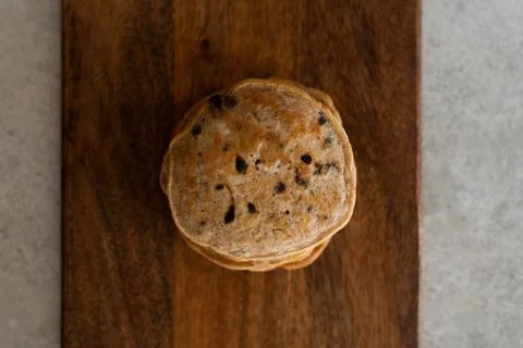 Stack of vegan chocolate chip pancakes Stock Photos