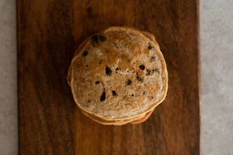 Stack of vegan chocolate chip pancakes Stock Photos