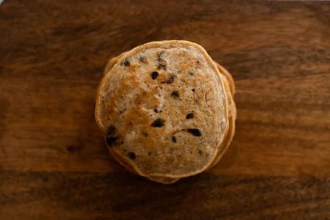Stack of vegan chocolate chip pancakes Stock Photos