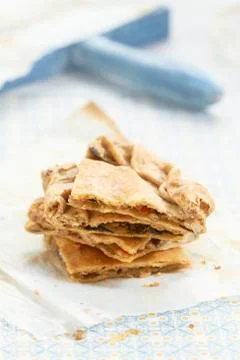 A stack of vegetable pie slices Stock Photos