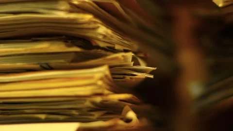 Stack of very old papers in the archive Stock Footage 164947945