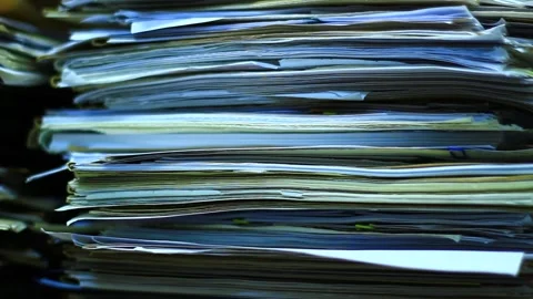 Stack of very old papers in the archive Stock Footage 164947980
