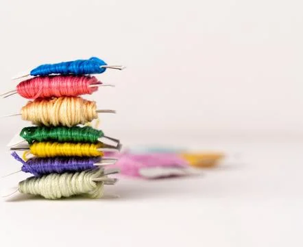 Stack of Vibrant Colorful Thread Stock Photos