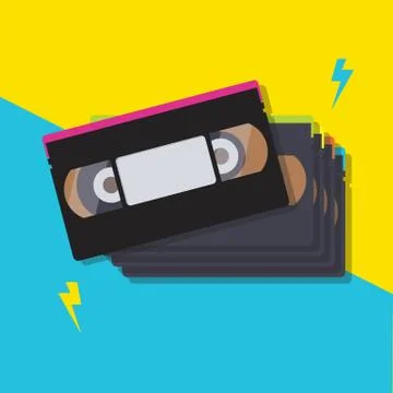 Stack of video cassette tapes Stock Illustration