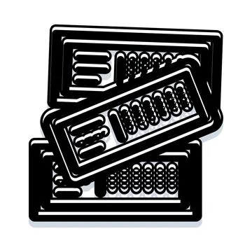 Stack of vintage abacus computing tools Illustrazione stock