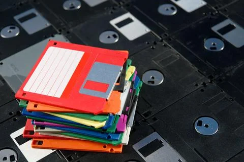 A Stack of vintage floppy disks Foto stock