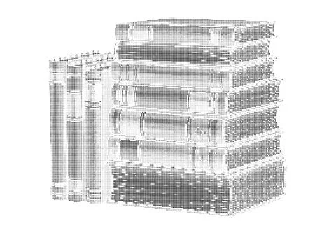 Stack of vintage hardcover books rendered with textured halftone dot art styl Stock Illustration