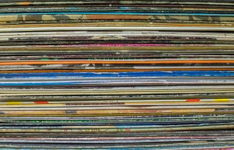 Stack of vintage long players Stock-Fotos