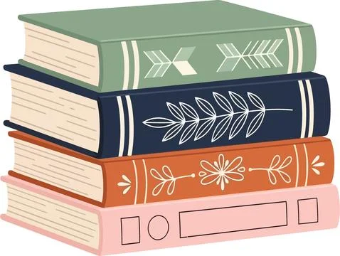 Stack of vintage-style books with decorative covers, isolated on white back.. Stock Illustration
